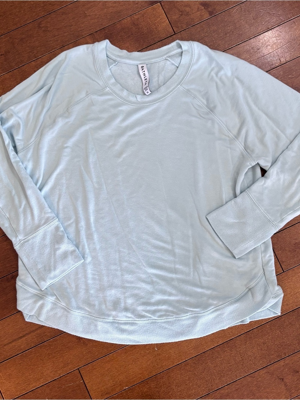 Athleta Light Blue Scoop Hem Crewneck Pullover